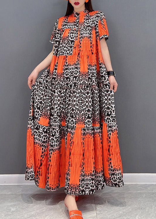 Red O-Neck Wrinkled Vacation Dresses Short Sleeve