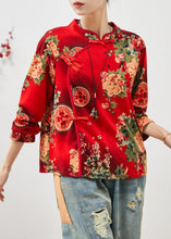 Load image into Gallery viewer, Red Print Cotton Shirts Chinese Style Spring