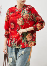 Load image into Gallery viewer, Red Print Cotton Shirts Chinese Style Spring