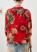 Load image into Gallery viewer, Red Print Cotton Shirts Chinese Style Spring