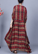 Load image into Gallery viewer, Red Print Pockets Patchwork Silk Long Dresses O Neck Spring