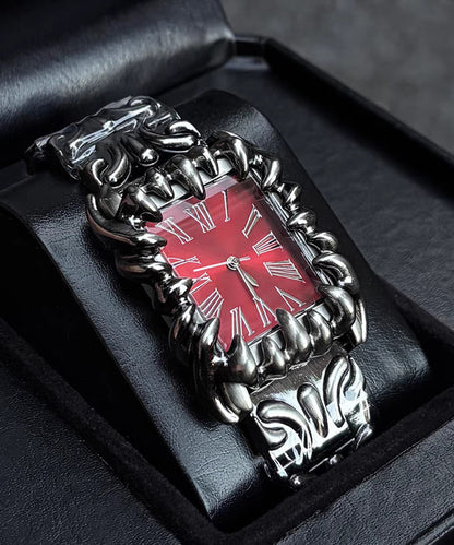 Red Stainless Steel Waterproof Machinery Men Watches