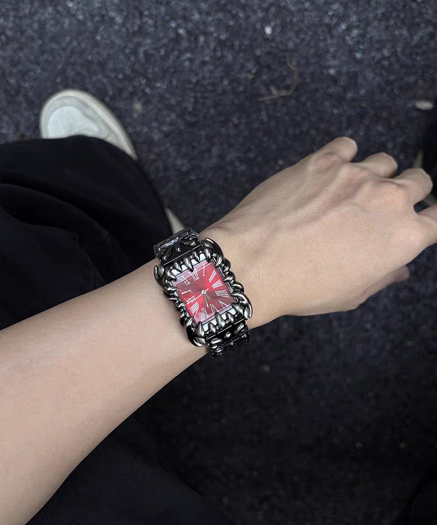 Red Stainless Steel Waterproof Machinery Men Watches