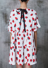 Load image into Gallery viewer, Red Strawberry Print Cotton Tea Dress Oversized Summer