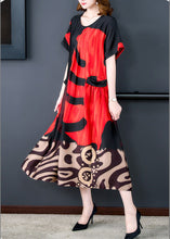 Load image into Gallery viewer, Red Wrinkled Silk Maxi Dresses Short Sleeve
