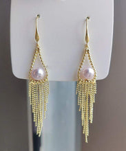 Load image into Gallery viewer, Regular Gold Alloy Pearl Tassel Drop Earrings