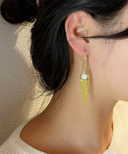 Load image into Gallery viewer, Regular Gold Alloy Pearl Tassel Drop Earrings