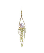 Load image into Gallery viewer, Regular Gold Alloy Pearl Tassel Drop Earrings