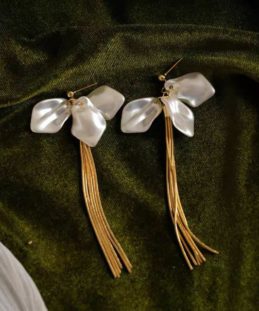 Regular Gold Copper Overgild Floral Tassel Drop Earrings