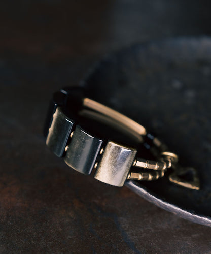 Retro Black Alloy Obsidian Unisex Bracelet