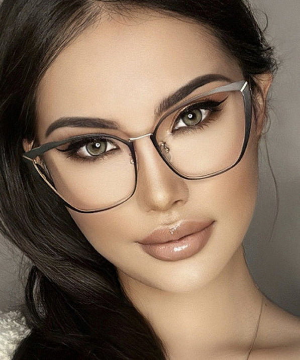Retro Black Cat Eye Frame Metal Full Frame Reading Glasses