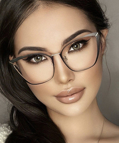 Retro Black Cat Eye Frame Metal Full Frame Reading Glasses