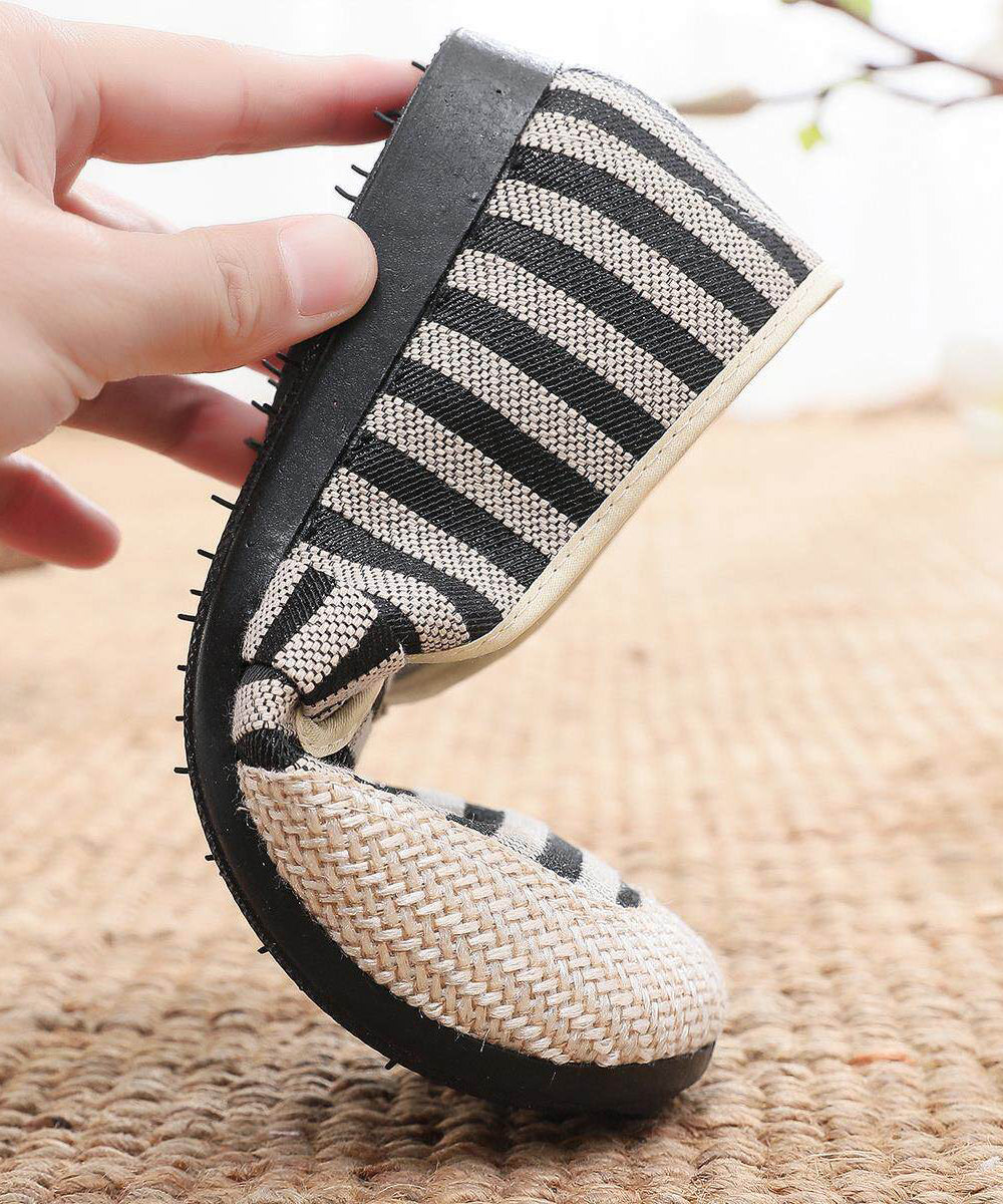 Retro Black Striped Flat Feet Shoes Comfortable Flats