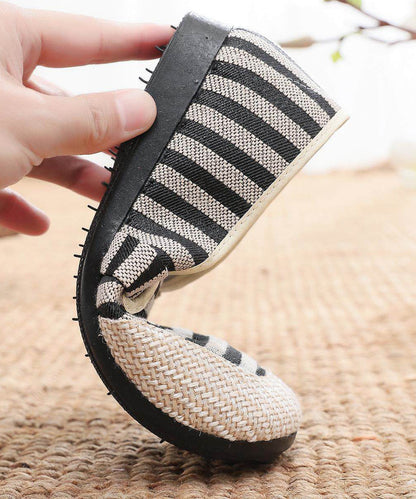 Retro Black Striped Flat Feet Shoes Comfortable Flats