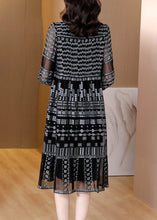 Load image into Gallery viewer, Retro Black V Neck Patchwork Party Long Dress Half Sleeve