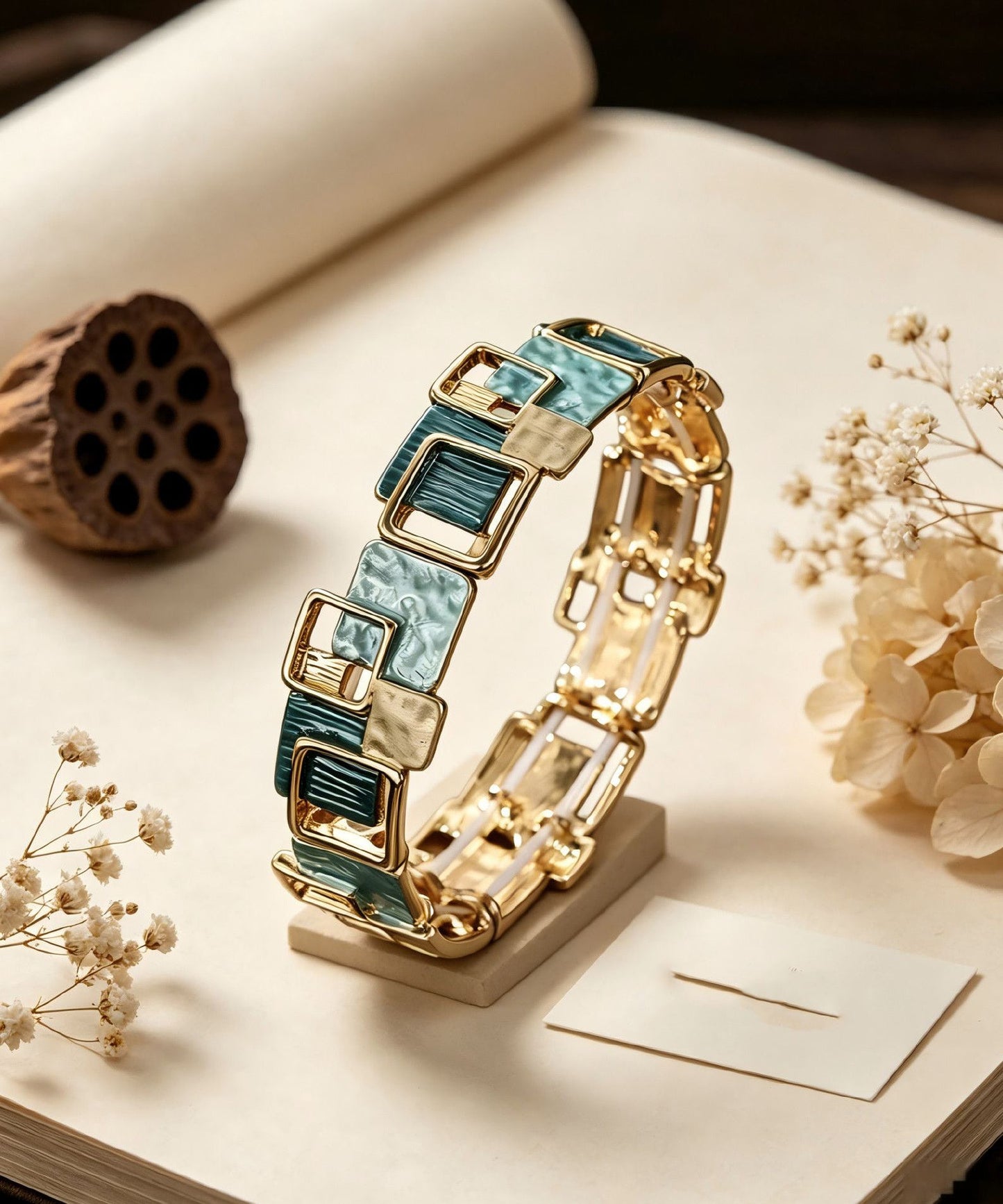 Retro Blue Ally Enamel Elasticity Bangle