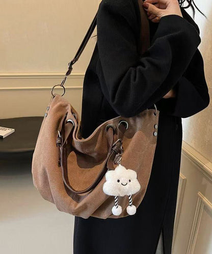 Retro Brown Large Capacity Canvas Tote Handbag