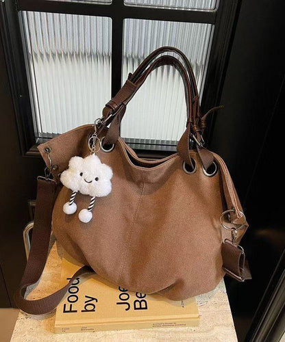 Retro Brown Large Capacity Canvas Tote Handbag