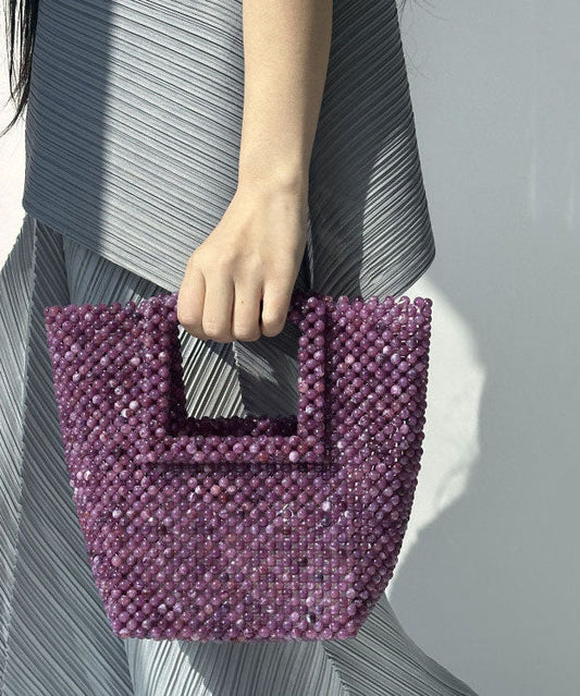 Retro Chinese Style Purple Resin Weave Tote Bag