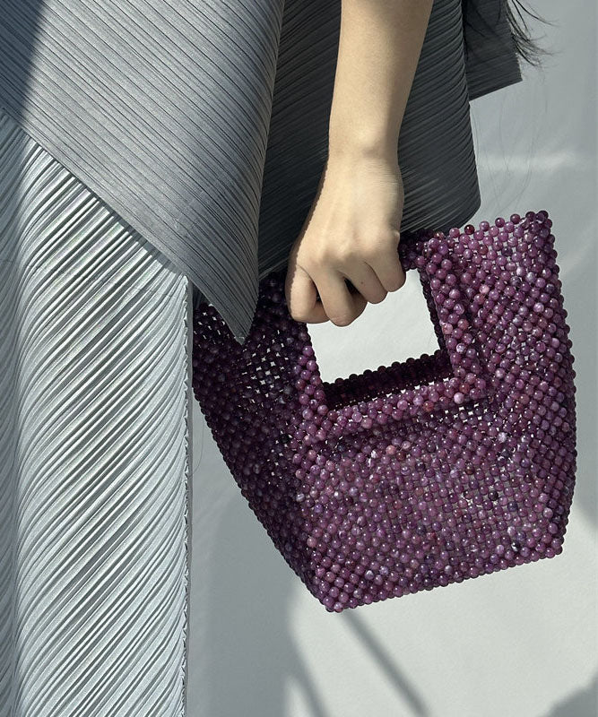 Retro Chinese Style Purple Resin Weave Tote Bag