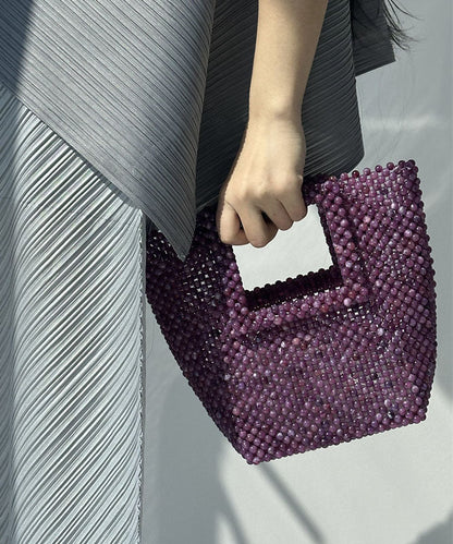 Retro Chinese Style Purple Resin Weave Tote Bag