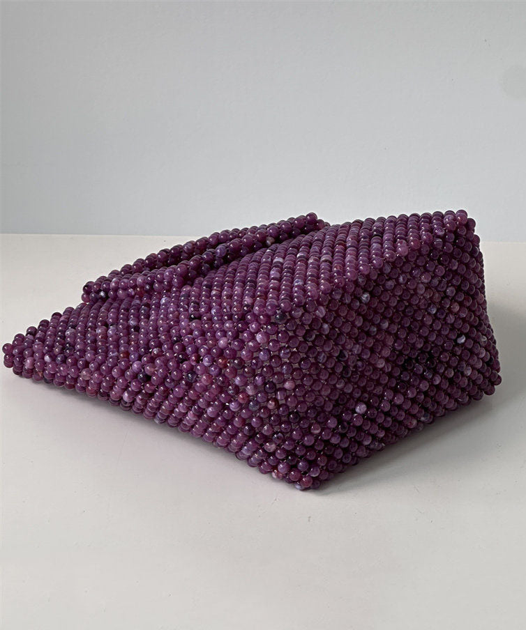 Retro Chinese Style Purple Resin Weave Tote Bag