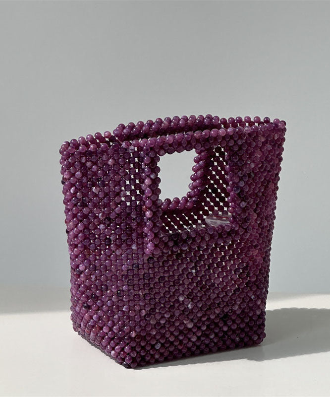 Retro Chinese Style Purple Resin Weave Tote Bag