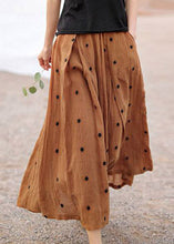 Load image into Gallery viewer, Retro Coffee Dot Print Pockets Linen Skirt Summer