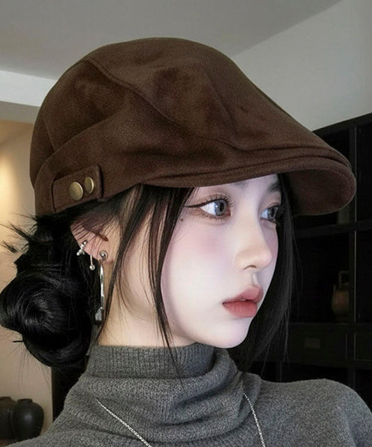 Retro Coffee Versatile Suede Breton Hat