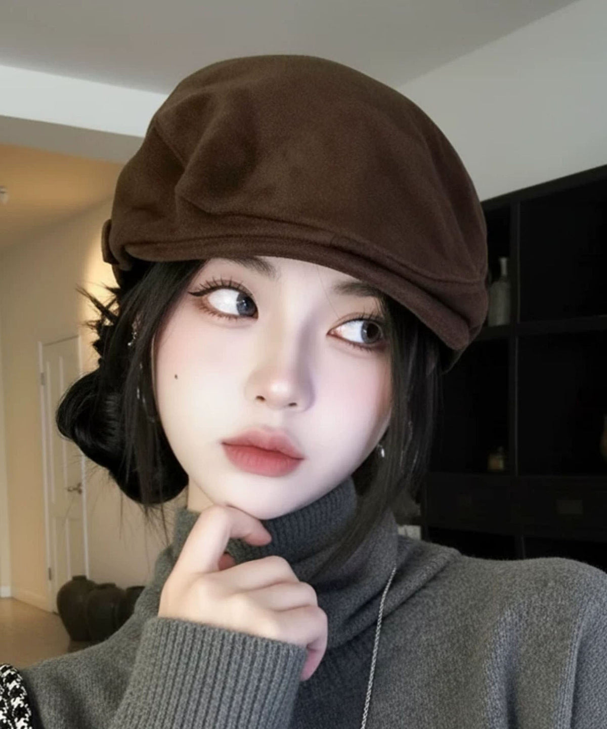 Retro Coffee Versatile Suede Breton Hat