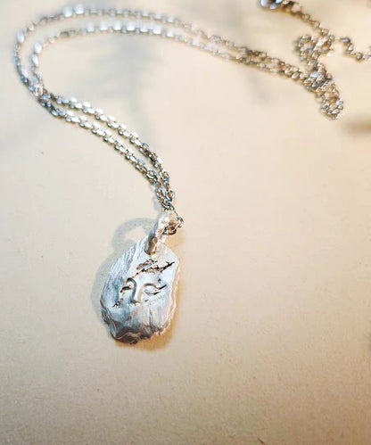 Retro Colorblock Asymmetric Emerge From The Stone Silver Pendant