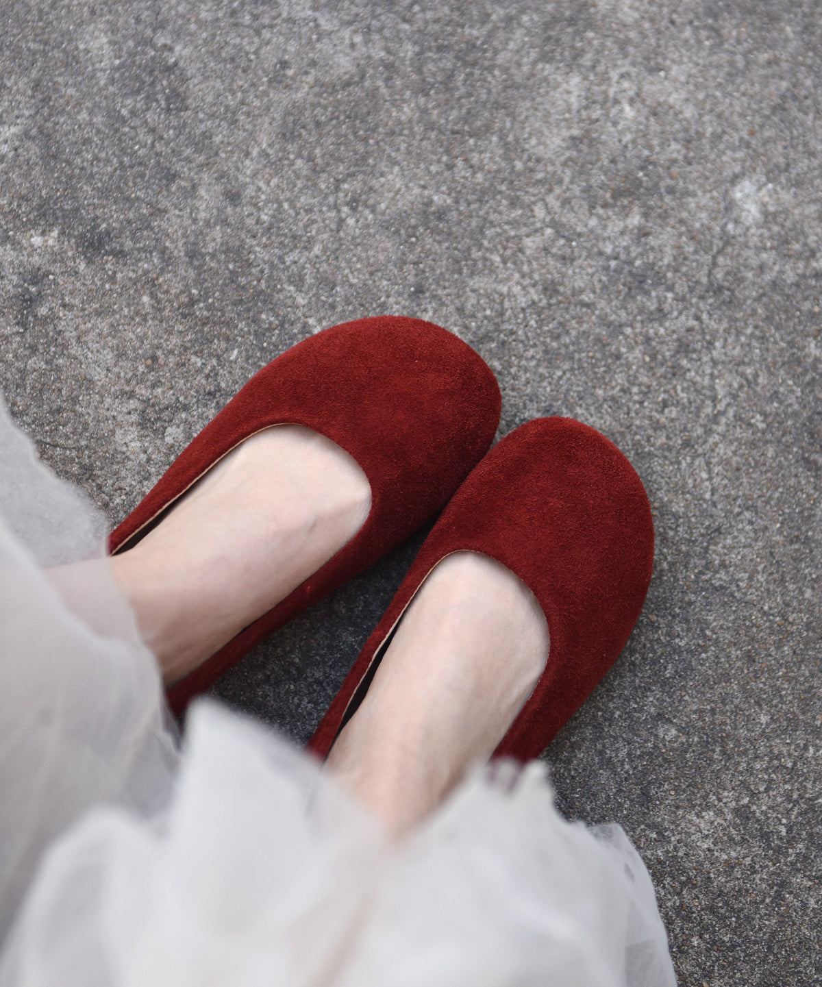 Retro Comfy Red Suede Splicing Penny Loafers