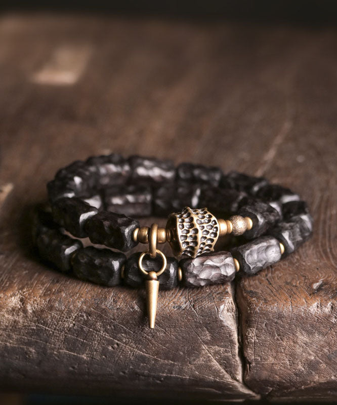 Retro Double Layer Wooden Bead Men's Bracelet