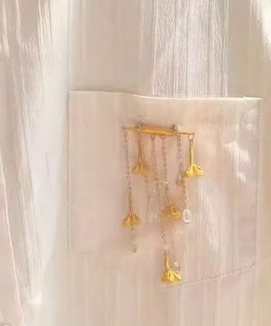 Retro Gold Copper Alloy Osmanthus Tassel Brooches