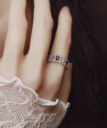 Retro Gold Copper Overgild Zircon Hollow Out Rings