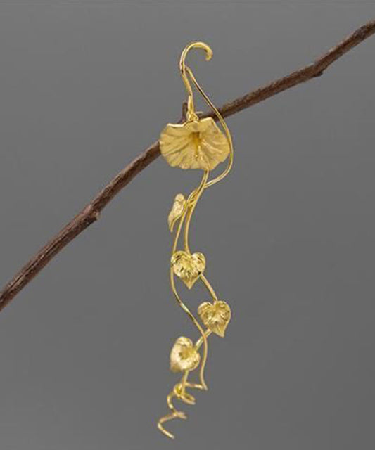 Retro Gold Sterling Silver Overgild Morning Glory Brooches