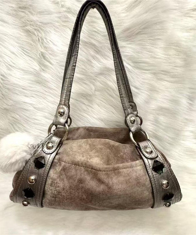 Retro Green Patchwork Faux Leather Shoulder Bag