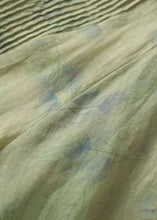 Load image into Gallery viewer, Retro Green V Neck Print Wrinkled Patchwork Linen Dress Summer
