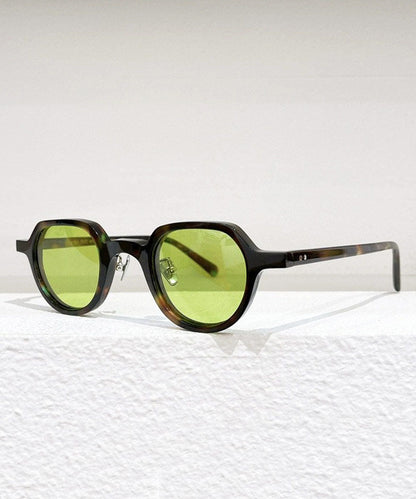 Retro Leopard Green Resin UV Protection Unisex Sunglasses