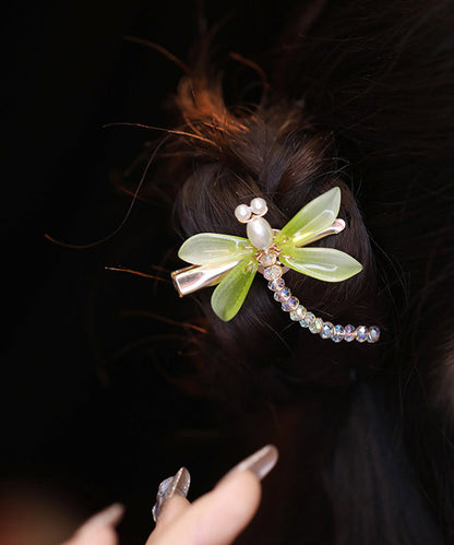 Retro Light Green Acrylic Dragonfly Beading A Pair Hairpin