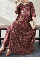 Load image into Gallery viewer, Retro Mulberry Patchwork Print Long Dresses Summer