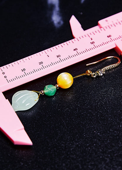 Retro Naturally Jade And Beeswax Drop Earrings