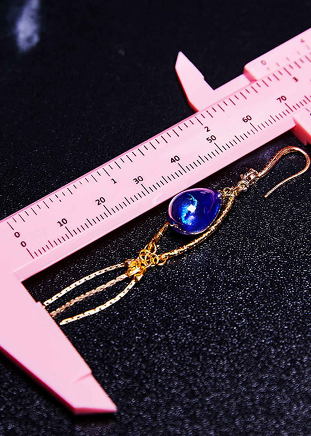 Retro Peacock Blue Water Droplet Gem Stone Tassels Drop Earring