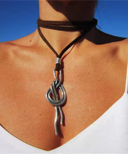 Retro Personality Alloy Leather Pendant Bohemian Necklace