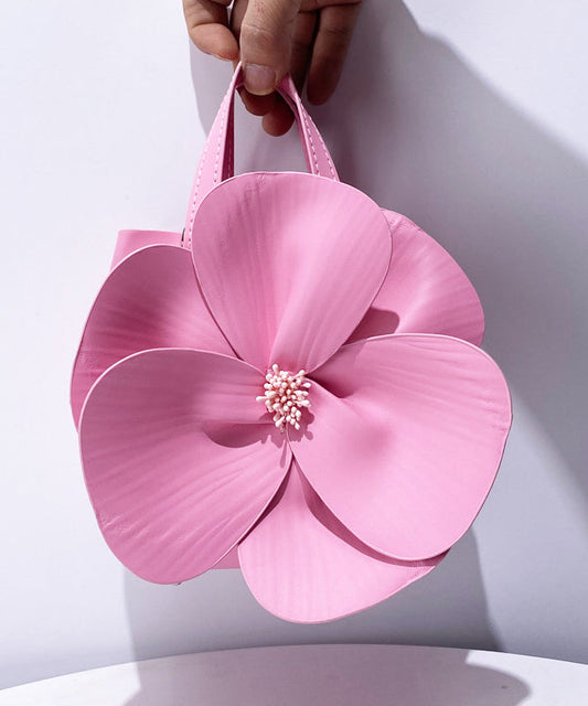 Retro Pink 3D Flower Decorated Faux Leather Evening Bag