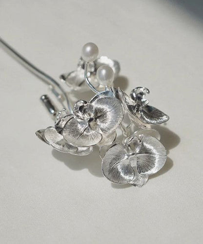 Retro Silk Alloy Phalaenopsis Pearl Brooches