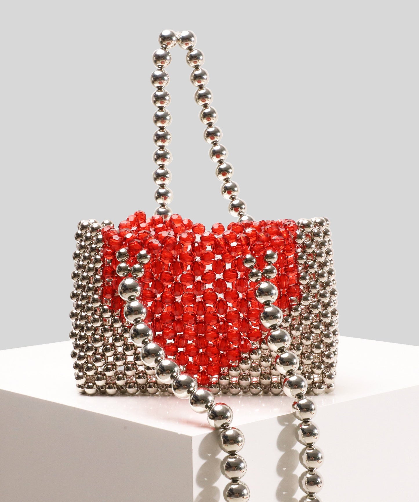 Retro Silvery Hollow Out Love Patchwork Beading Shoulder Handbag