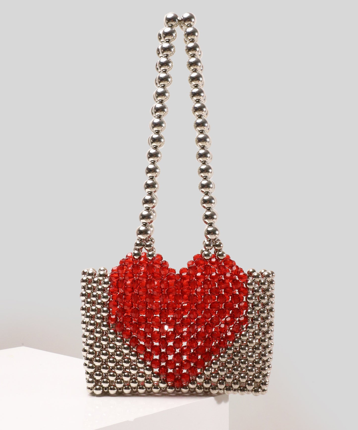 Retro Silvery Hollow Out Love Patchwork Beading Shoulder Handbag