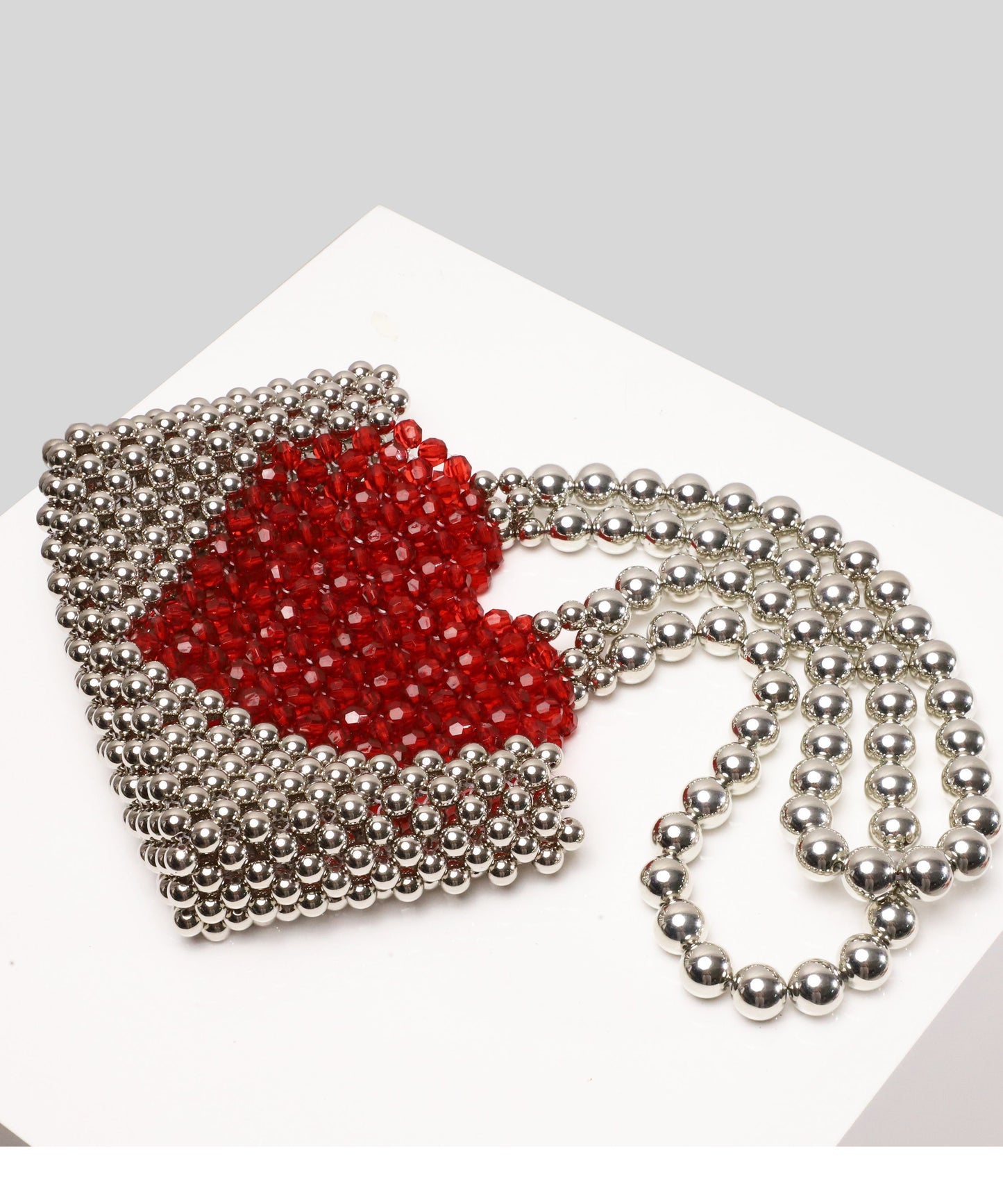 Retro Silvery Hollow Out Love Patchwork Beading Shoulder Handbag