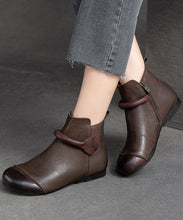 Load image into Gallery viewer, Retro Soft Splicing Ankle Boots Coffee Cowhide Leather